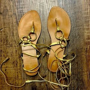 Lilly Pulitzer gold lace up sandals